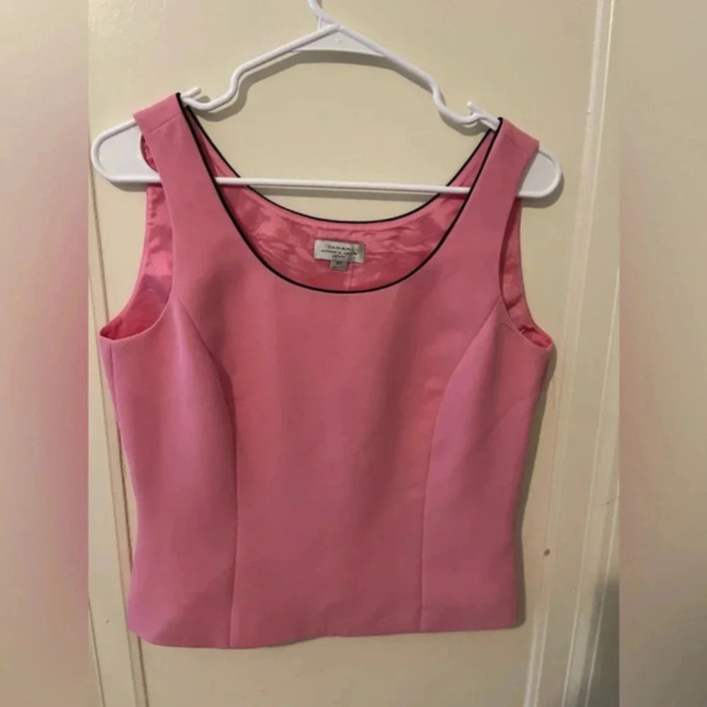 NWT 8P tahari Dress Tank 100%polyester Dry Clean Beige/black Made In China